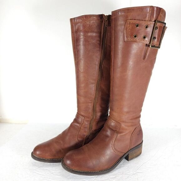 Bos&Co Women's Lawson 37 US6-6,5 Brown Leather Waterproof Knee High Ridin Boots - Picture 1 of 13